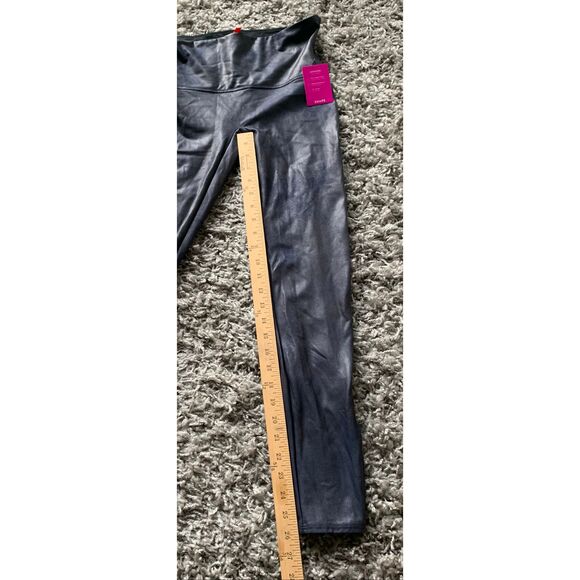 NEW NWT SPANX Faux Leather SHINY NAVY BLUE LEGGINGS sz L - Picture 4 of 6